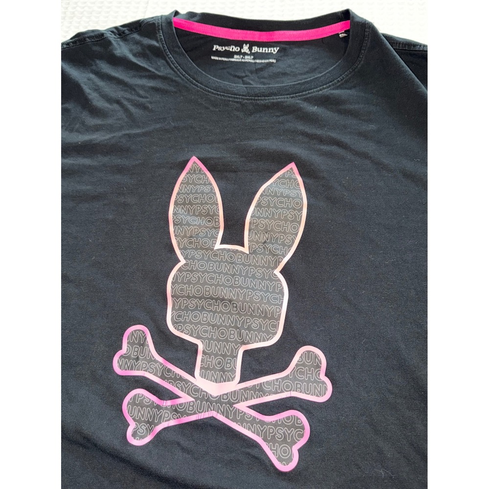 Psycho Bunny T-Shirt Mens 3XLT Black Pink Graphic Logo Short Sleeve Tee